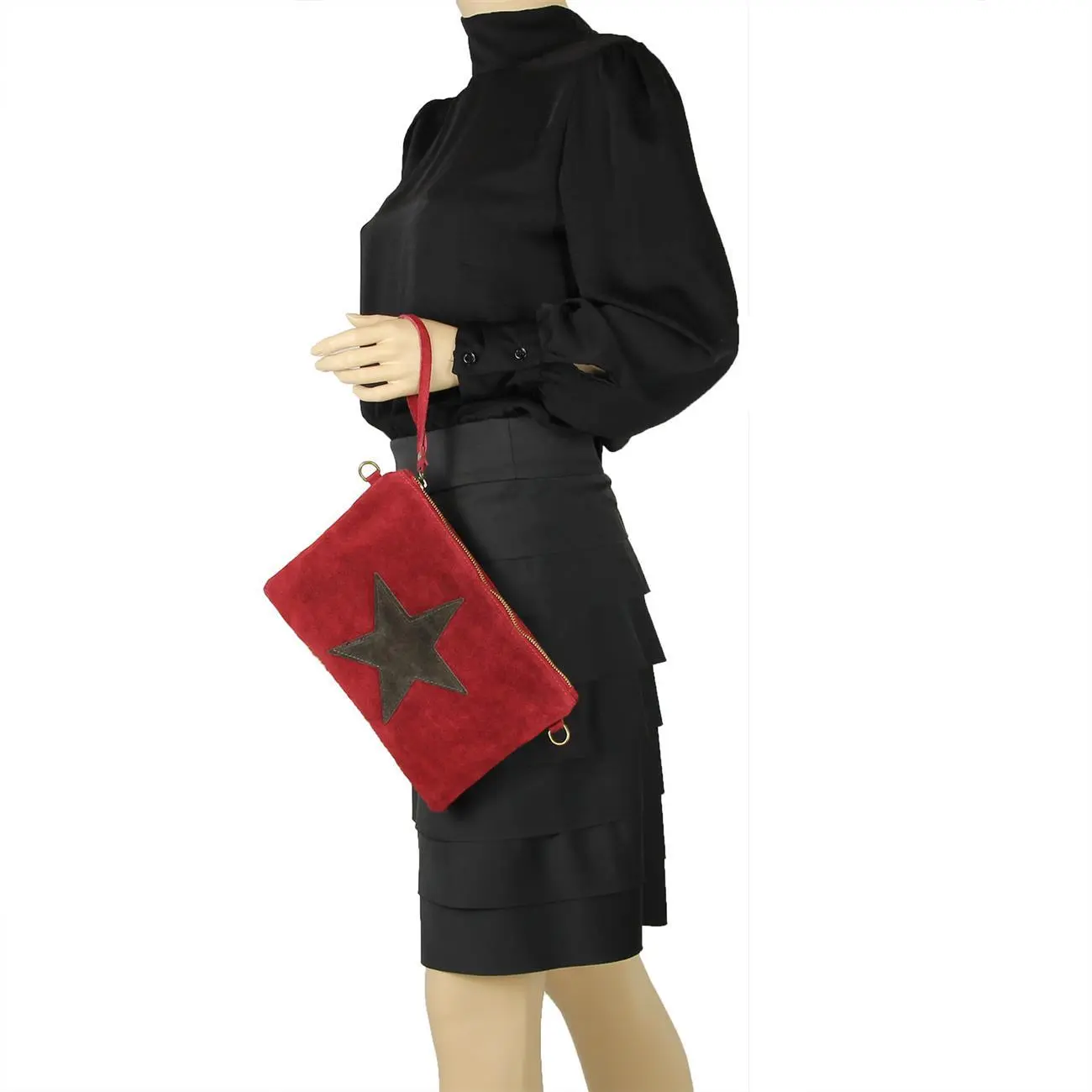 Ital. Stern Tasche Wildleder Ledertasche Schmucktasche Umhängetasche Clutch Borsetta Pochette Schultertasche CrossOver Abendtasche Zeitbegrenzte Promotion