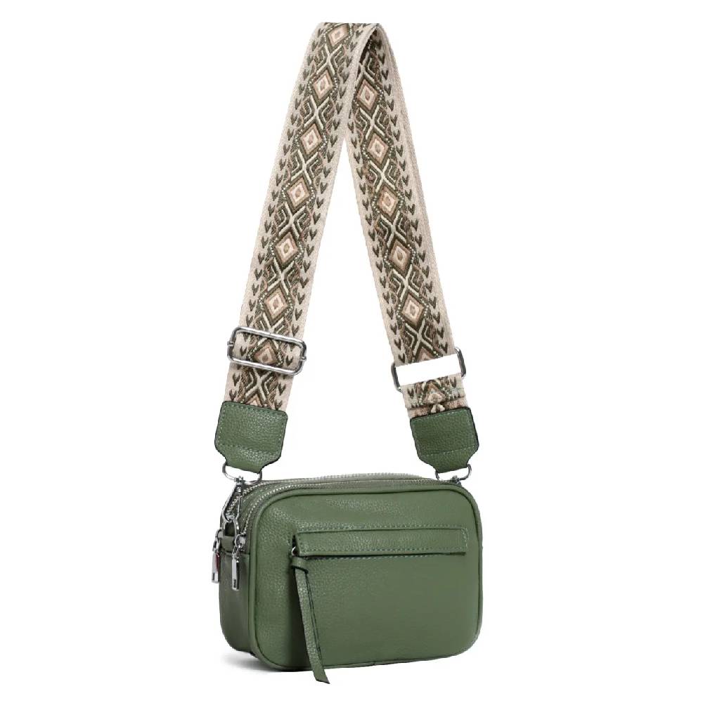 OBC Damen Tasche Crossbody Hüfttasche Brusttasche Umhängetasche Bodybag Cross Over Schultertasche Handytasche Gürteltasche Handtasche Freizeit Reise Leder Optik Begrenzt auf 3 Tage