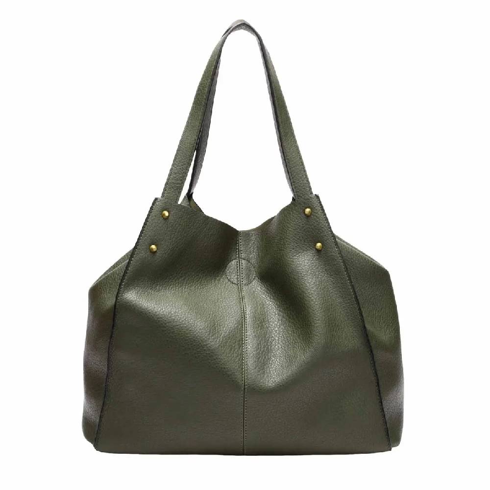 OBC DAMEN TASCHE XXL SET 2in1 Shopper Handtasche Hobo Bag Schultertasche Cross Over Body Bag Umhängetasche Crossbody Beuteltasche Leder Optik DIN-A4 Nieten Rabatte dieses Monats