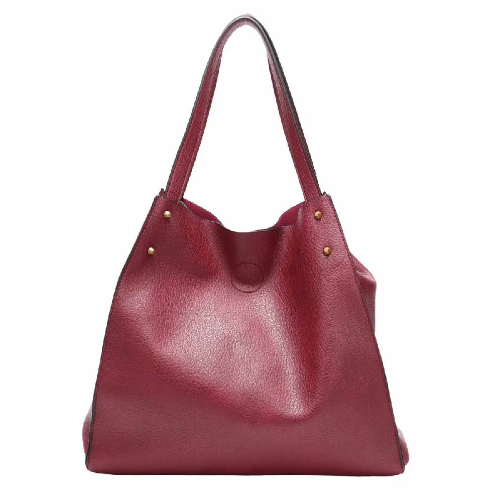 OBC DAMEN TASCHE XXL SET 2in1 Shopper Handtasche Hobo Bag Schultertasche Cross Over Body Bag Umhängetasche Crossbody Beuteltasche Leder Optik DIN-A4 Nieten Rabatte dieses Monats