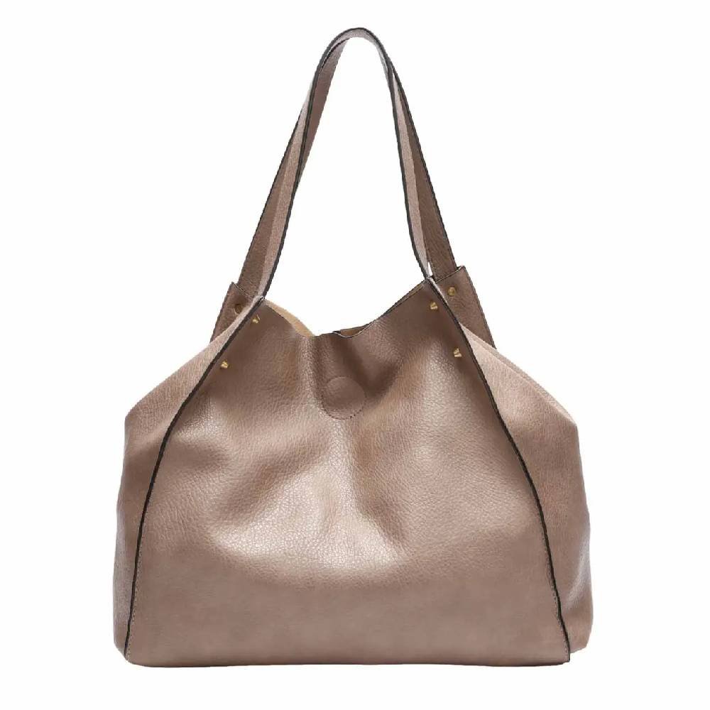 OBC DAMEN TASCHE XXL SET 2in1 Shopper Handtasche Hobo Bag Schultertasche Cross Over Body Bag Umhängetasche Crossbody Beuteltasche Leder Optik DIN-A4 Nieten Rabatte dieses Monats