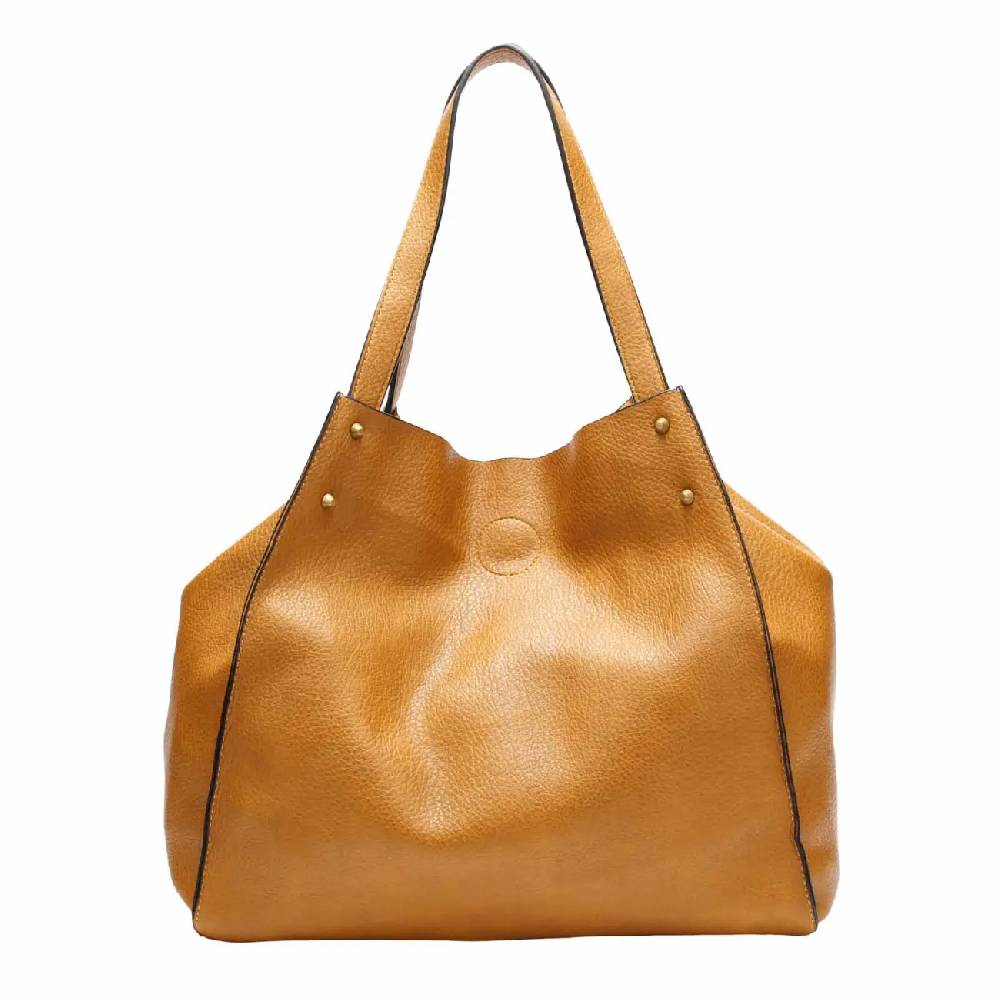 OBC DAMEN TASCHE XXL SET 2in1 Shopper Handtasche Hobo Bag Schultertasche Cross Over Body Bag Umhängetasche Crossbody Beuteltasche Leder Optik DIN-A4 Nieten Rabatte dieses Monats