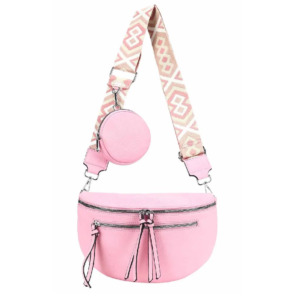 OBC ITALYSHOP24 Damen Tasche Umhängetasche Brusttasche Muster Gürtel Bauchtasche Crossbody Gürteltasche Hüfttasche Crossover Bodybag Schultertasche Handytasche Leder Optik Meist gekauft