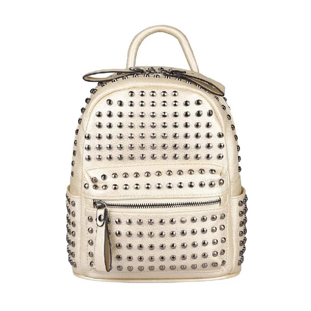 DAMEN NIETEN RUCKSACK TASCHE Cityrucksack Stadtrucksack Metallic Backpack Schultertasche Handtasche Umhängetasche Shopper Daypack Vatertagsangebot