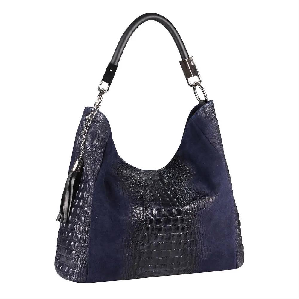 OBC Made in Italy DAMEN LEDER TASCHE KROKO-Prägung Shopper Tote Bag Wildleder Schultertasche Handtasche Business DIN-A4 Saisonale Angebote