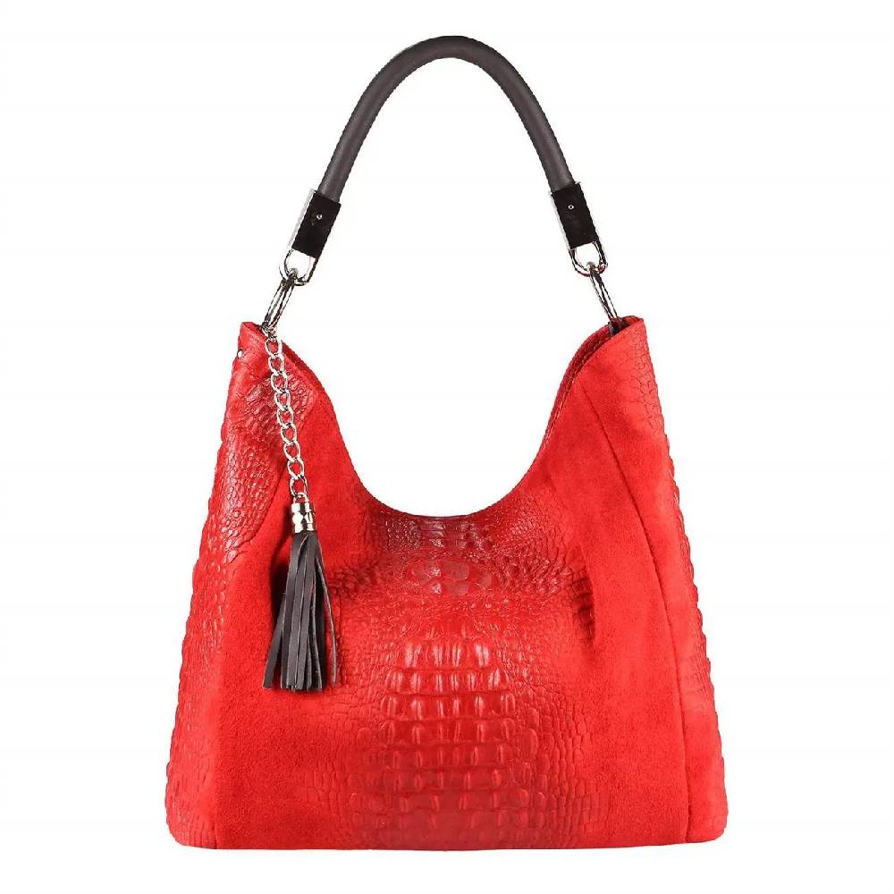 OBC Made in Italy DAMEN LEDER TASCHE KROKO-Prägung Shopper Tote Bag Wildleder Schultertasche Handtasche Business DIN-A4 Saisonale Angebote
