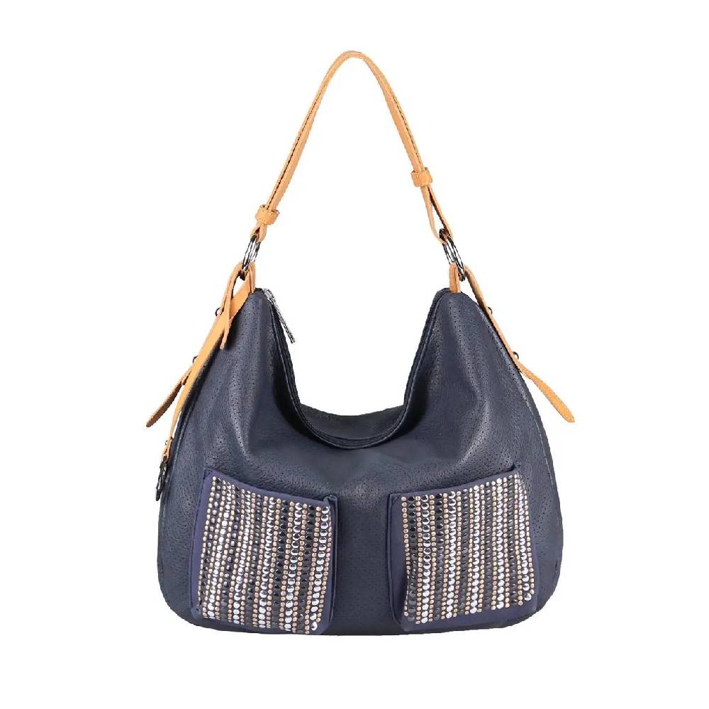DAMEN SHOPPER TASCHE HANDTASCHE Henkeltasche Schultertasche Umhängetasche Hobo-Bag Beuteltasche Nieten Cross-Over Reisetasche VIP-Rabatte
