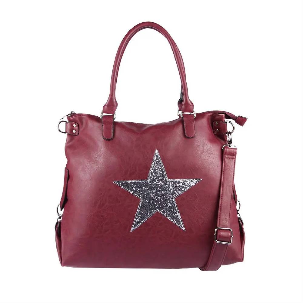 OBC ital-design DAMEN STERN TASCHE Shopper XXL DIN-A4 Handtasche Schultertasche Beuteltasche Henkeltasche CrossOver Umhängetasche Letzter Tag