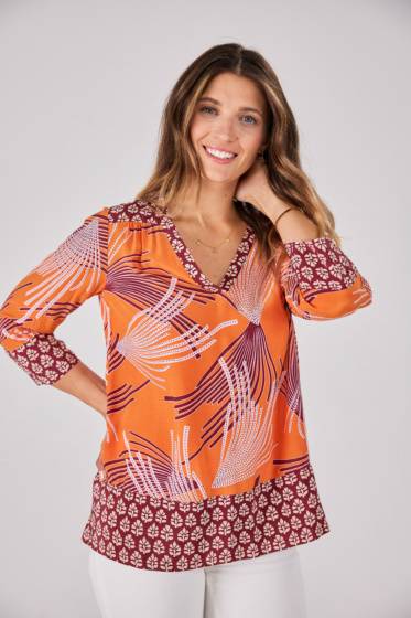 Lieblingsstück 3/4 Arm-Bluse mit Bordüre Limitierter Zeitrabatt
