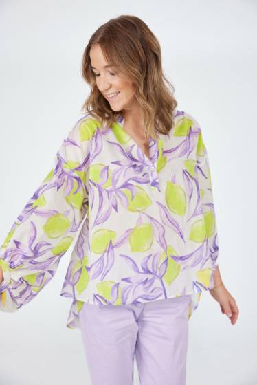Lieblingsstück Bluse mit Stehkragen und Lemon Print Bis zu 60% Rabatt