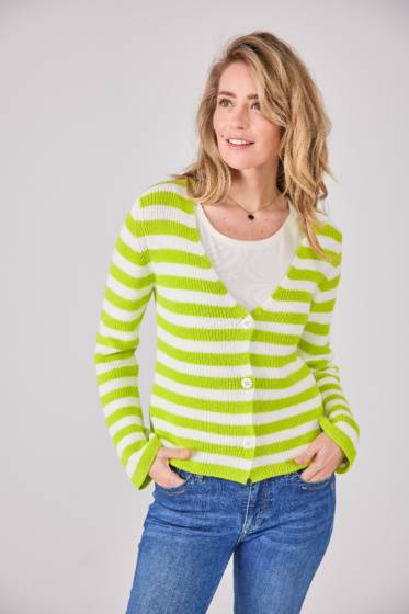 Lieblingsstück V-Ausschnitt Jacke mit Streifen Lime Bis zu 65% Rabatt