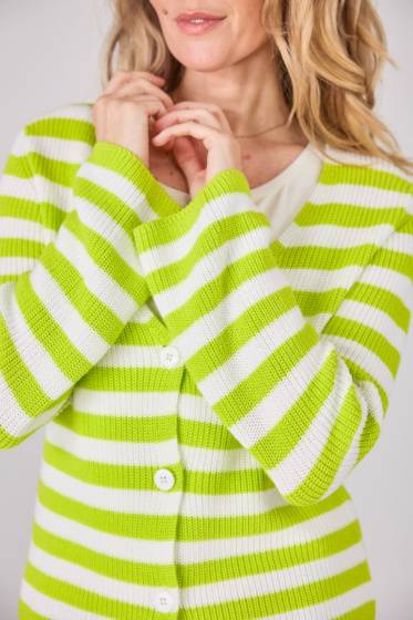 Lieblingsstück V-Ausschnitt Jacke mit Streifen Lime Bis zu 65% Rabatt