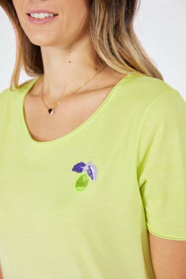 Lieblingsstück Kurzarm T-Shirt mit kleinem Zitronenmotiv Vierteljährliche Förderung