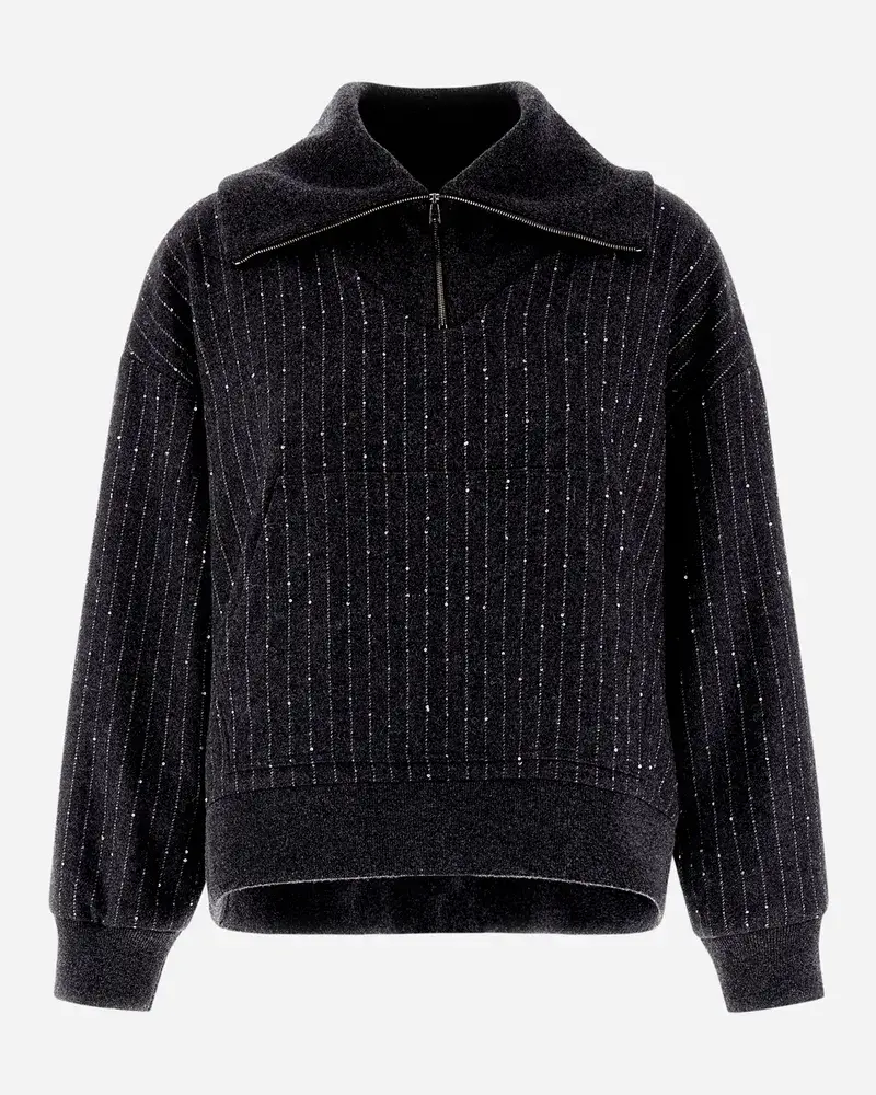 Herno Sweatshirt Aus Twinkle Pinstriped Grau Fabrikpreis