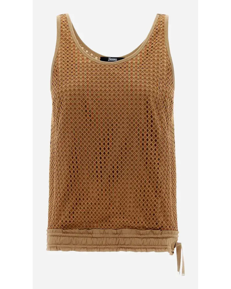 Herno Superfine Cotton Jersey Und Spring Lace Top Sand Tiefpreis