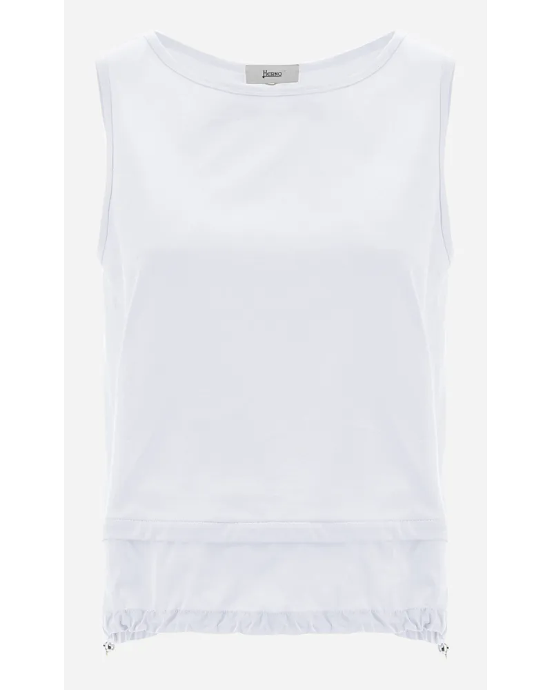 Herno Chic Cotton Jersey Und New Techno Taffetà Top Weiß Kostenlose Rückgabe