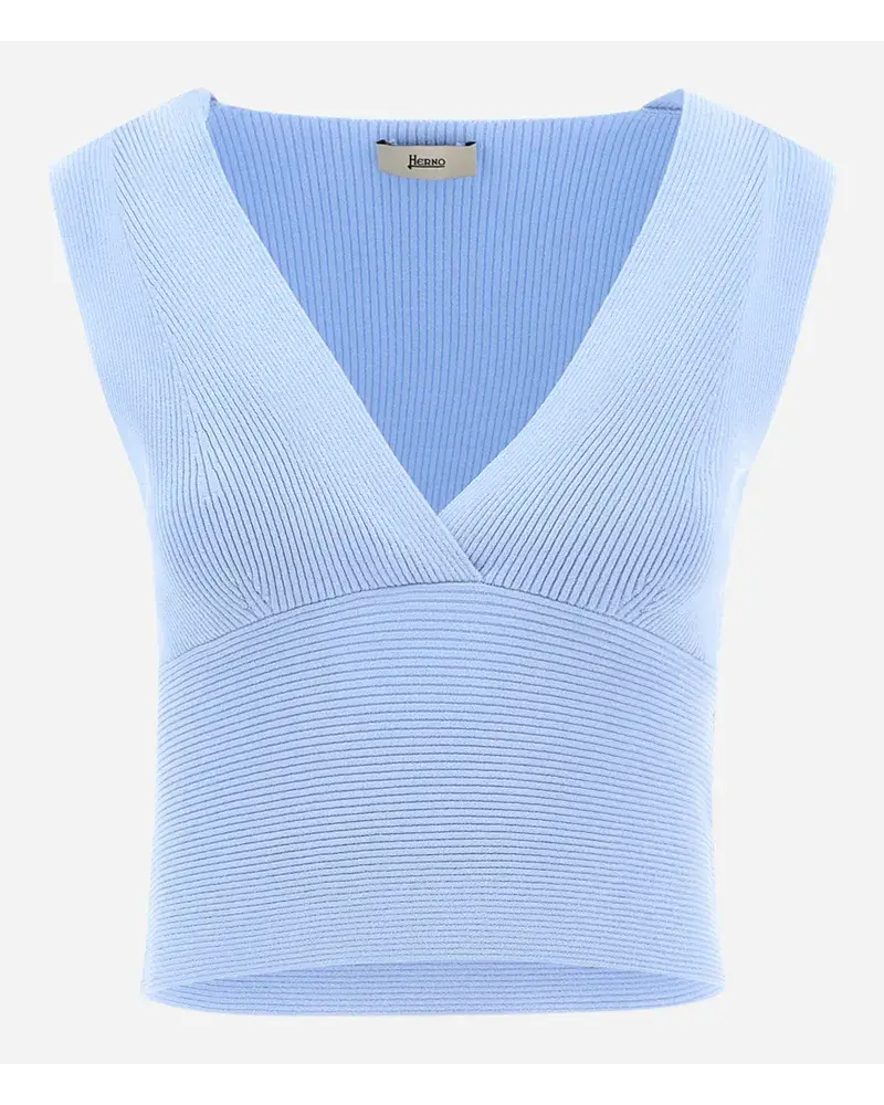 Herno Endless Viscose Rib Top Hellblau Begrenzte Freigabe