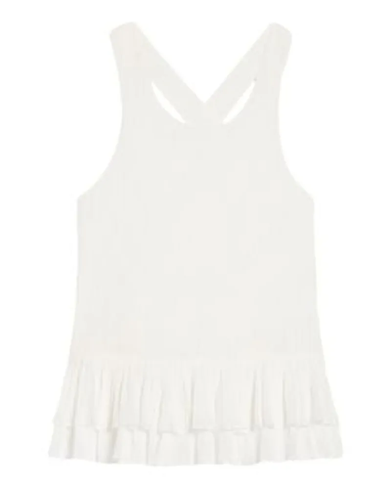 Claudie Pierlot Kurzes Top Mit Volantbesatz White Letzter Tag