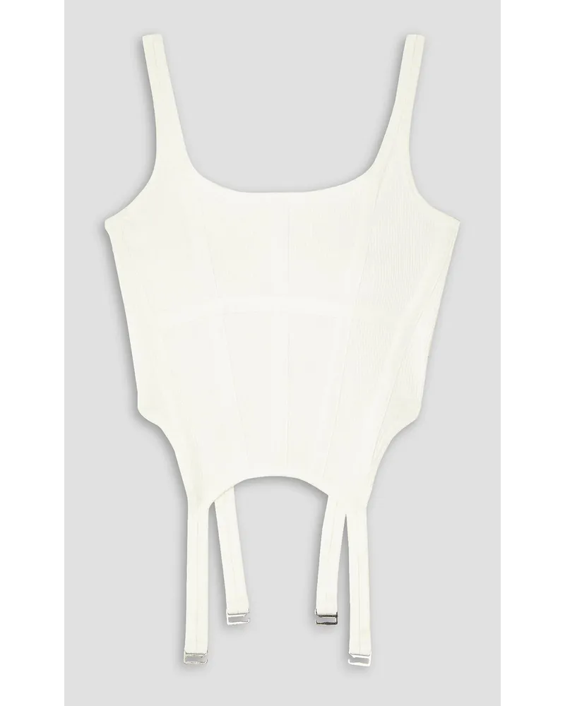 Dion Lee Combat Tanktop Aus Geripptem Jersey Stretch Baumwolle Mit RipsbandbesäTzen Weiß Bis zu 50% Rabatt