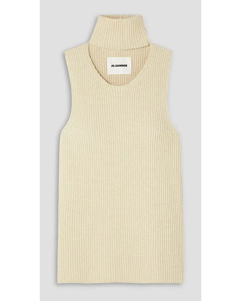 Jil Sander Wandelbares Tanktop Aus Einer Gerippten Baumwollmischung Mit Cut Out Weiß Clearance-Verkauf