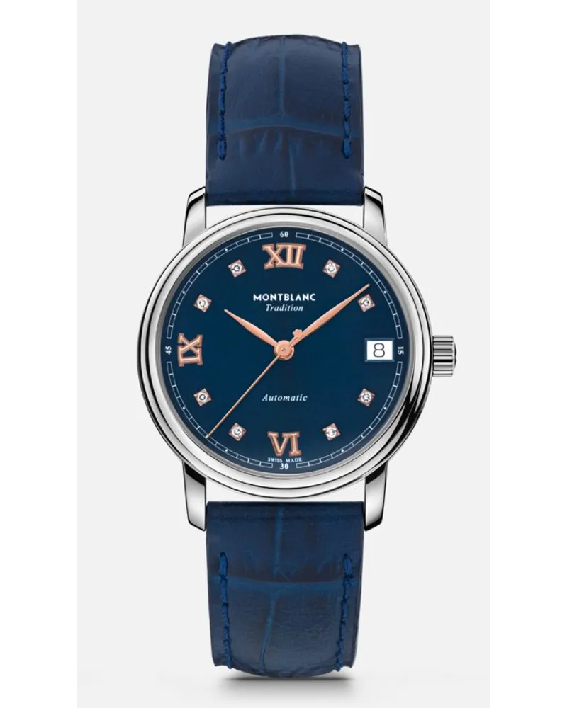 Montblanc Tradition Automatic Date 32 Mm Blau Online