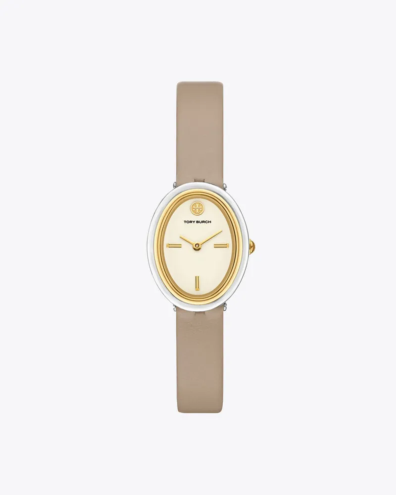 Tory Burch Oval Watch Grey Räumungsverkauf