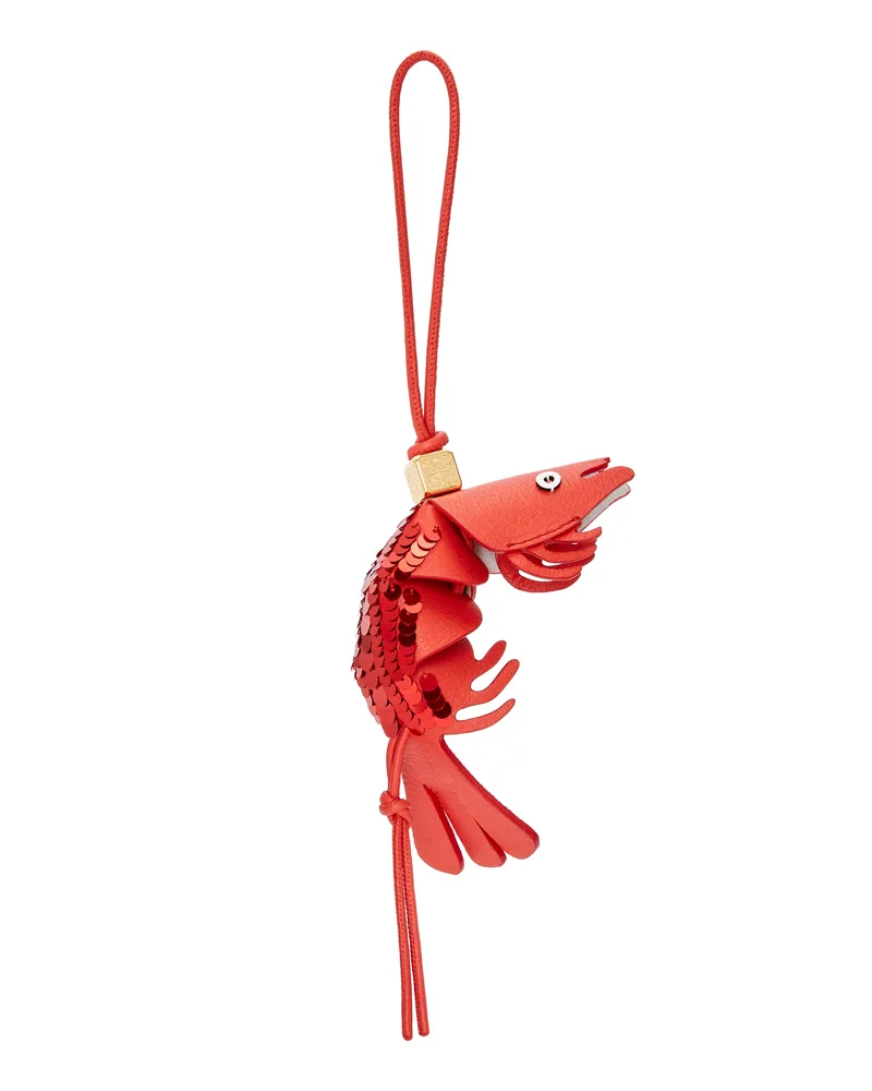 Loewe Luxury Shrimp Charm In Classic Calfskin Red Blitzangebot