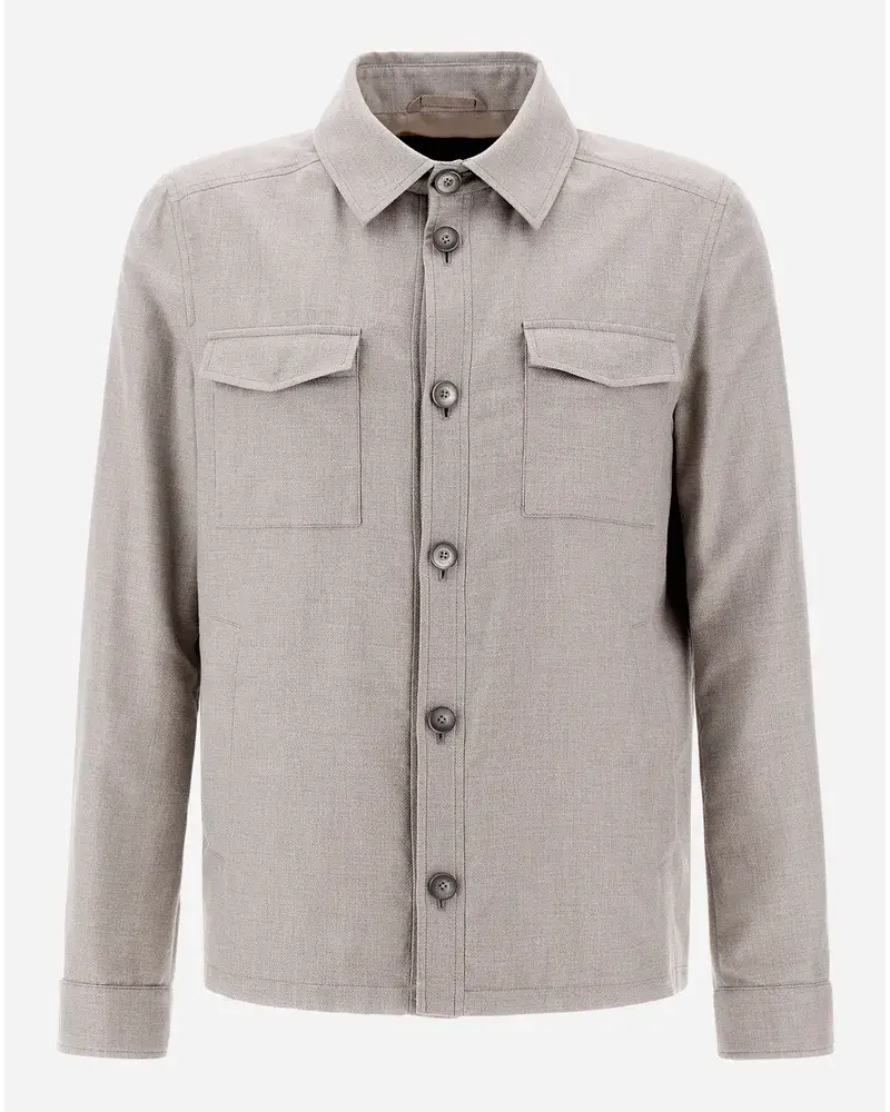 Herno Cotton Cashmere Rain Hemd Perlweiß Kostenloser Versand international