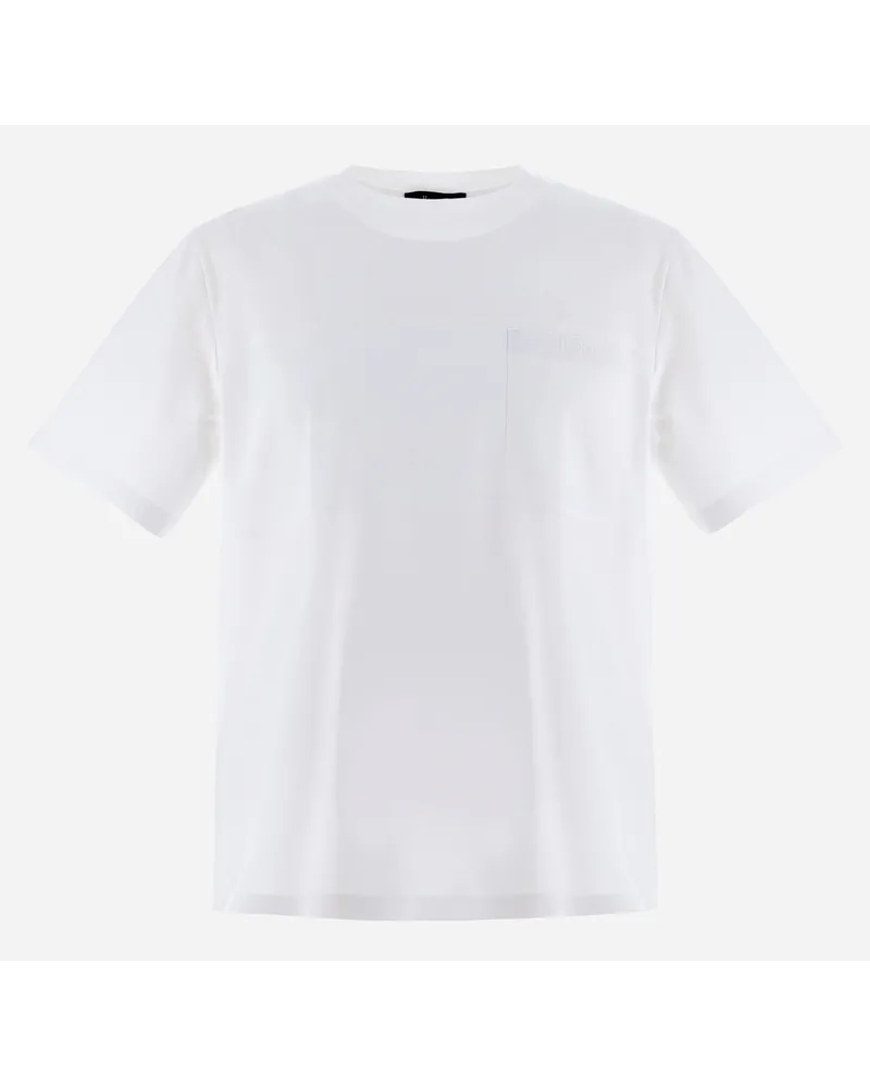 Herno T Shirt Aus Superfine Cotton Stretch Und Light Scuba Weiß Fabrikladen