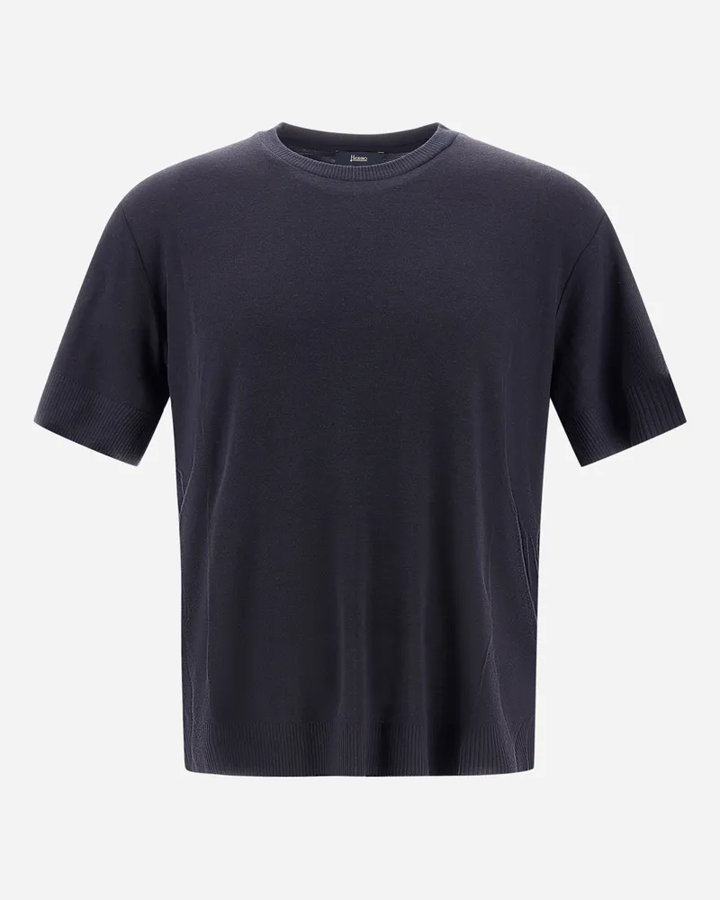 Herno T Shirt Aus Fine Wool Jersey Marineblau Black Friday Preise