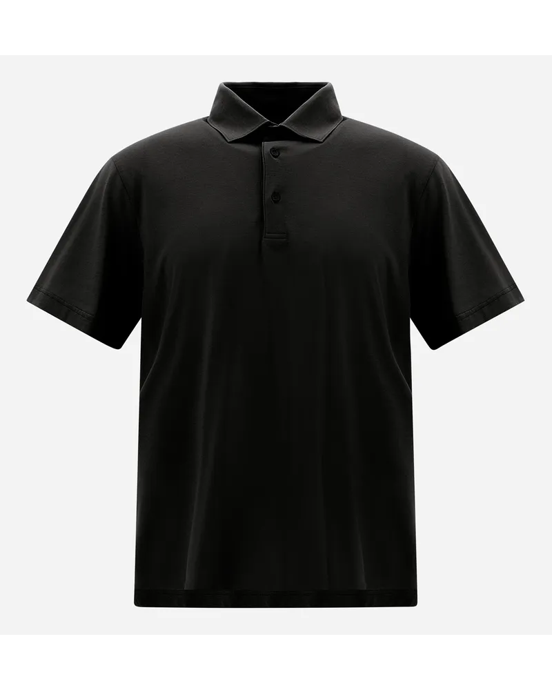 Herno Poloshirt Aus CrêPe Jersey Schwarz Valentinstagsangebot