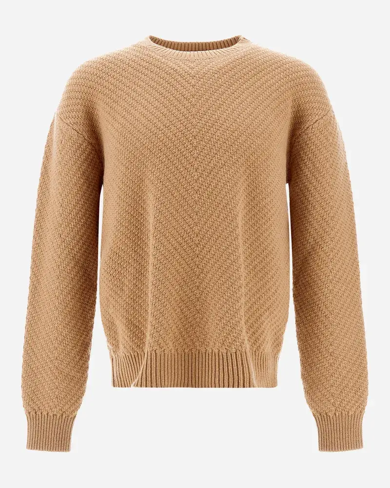 Herno Pullover Aus Infinity Herringbone Wool Camel Zeitlich begrenztes Angebot