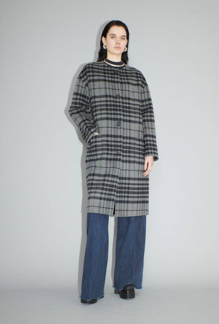 Odeeh Double Check Mantel, Flannel Grey Neueste Stile