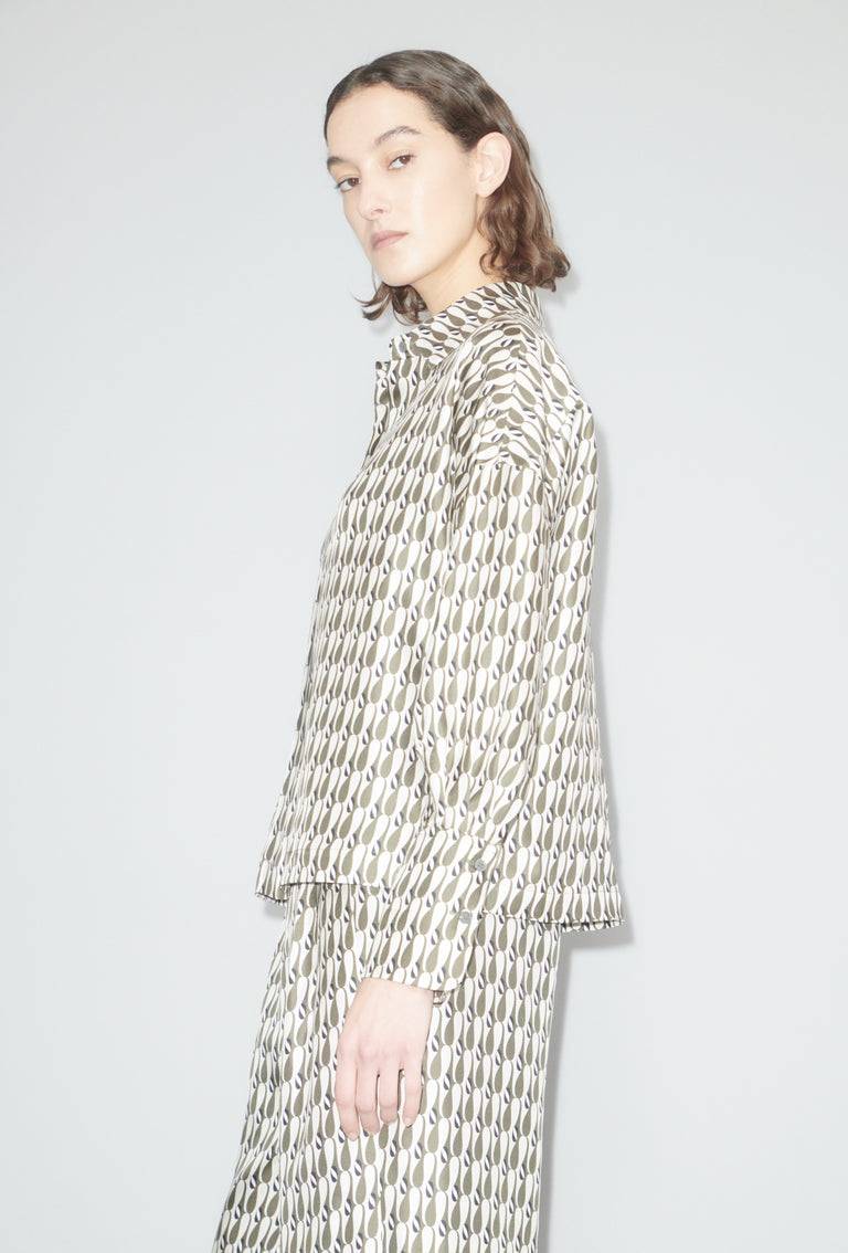 Odeeh Abstract Penguins Bluse, Brown Olive Saisonschlussverkauf
