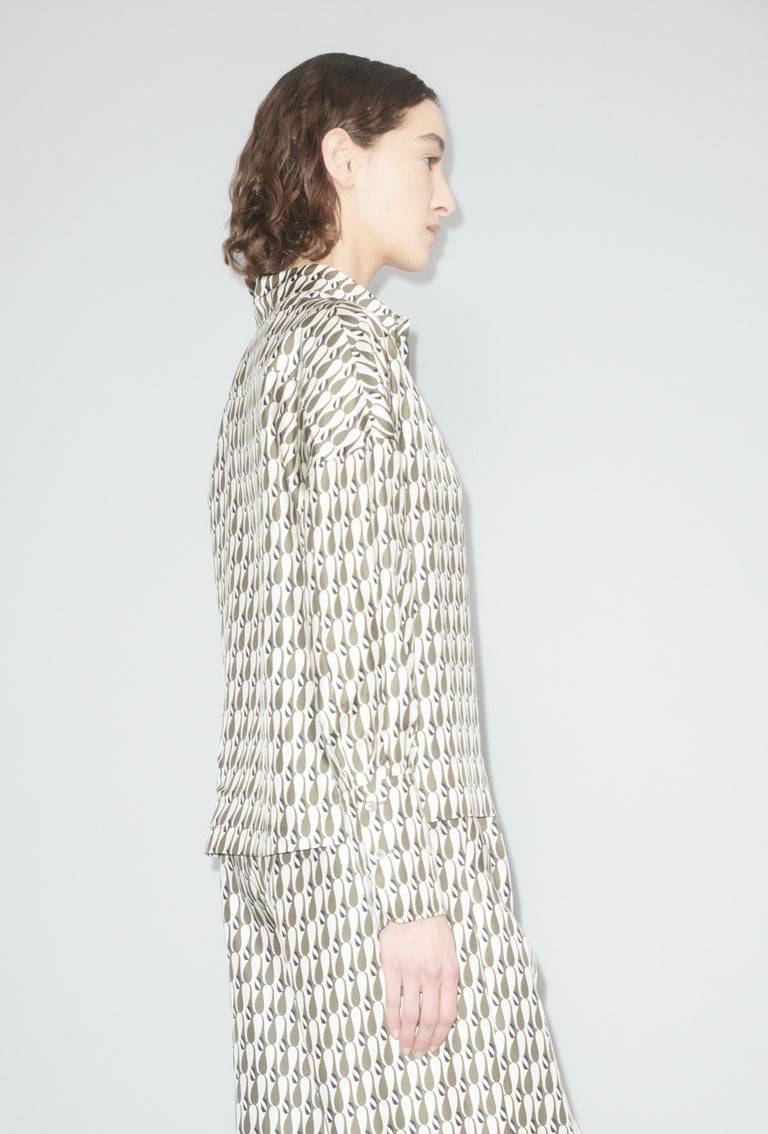 Odeeh Abstract Penguins Bluse, Brown Olive Saisonschlussverkauf
