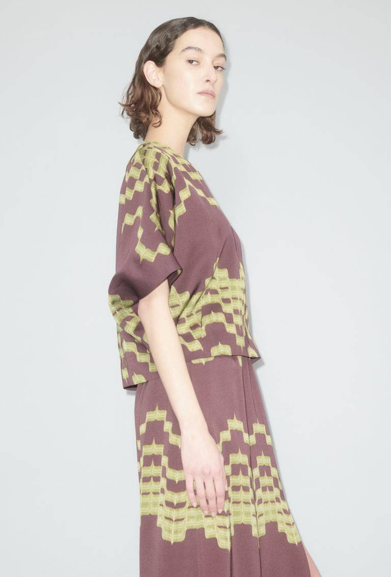 Odeeh Double Printed Degradè Bluse, Goldolive Neueste Mode