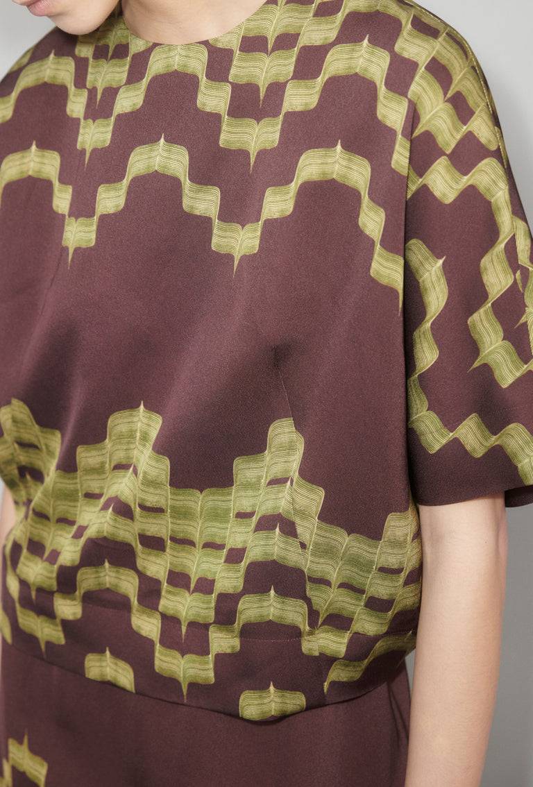 Odeeh Double Printed Degradè Bluse, Goldolive Neueste Mode