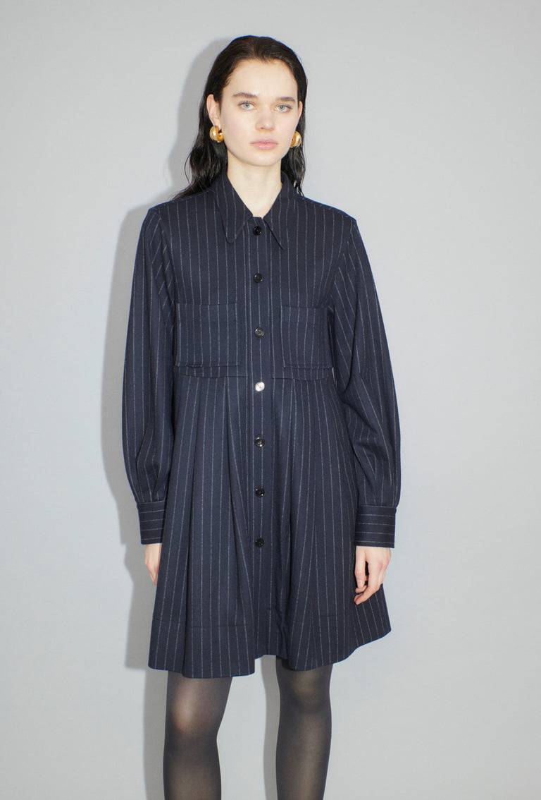 Odeeh Pin Stripe Jersey Kleid, Navy Tiefpreis
