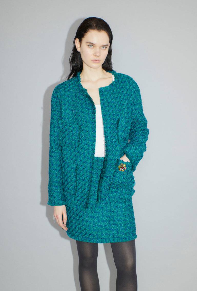Odeeh Bouclé Tweed Rock, Dark Peacock Wochenangebot