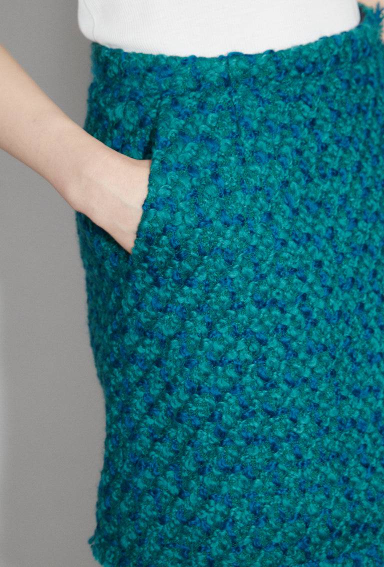 Odeeh Bouclé Tweed Rock, Dark Peacock Wochenangebot