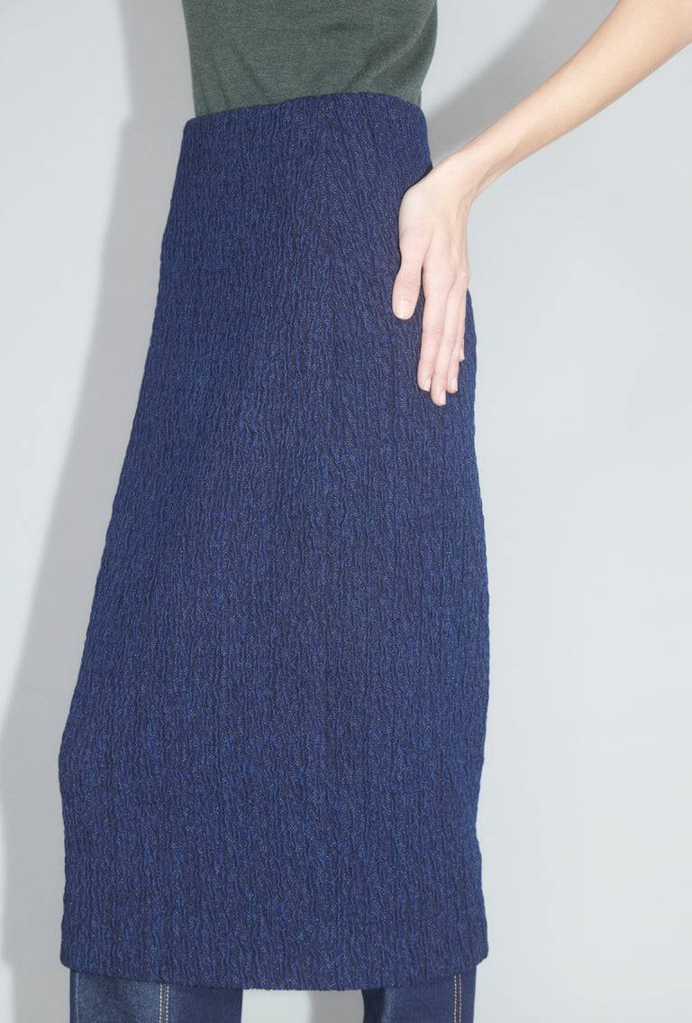 Odeeh Stretch Cloqué Rock, Indigo Kostenlose Rückgabe