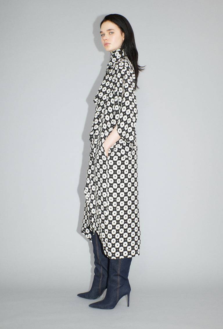 Odeeh Geometric Flowers Kleid, Black White Bis zu 50% Rabatt