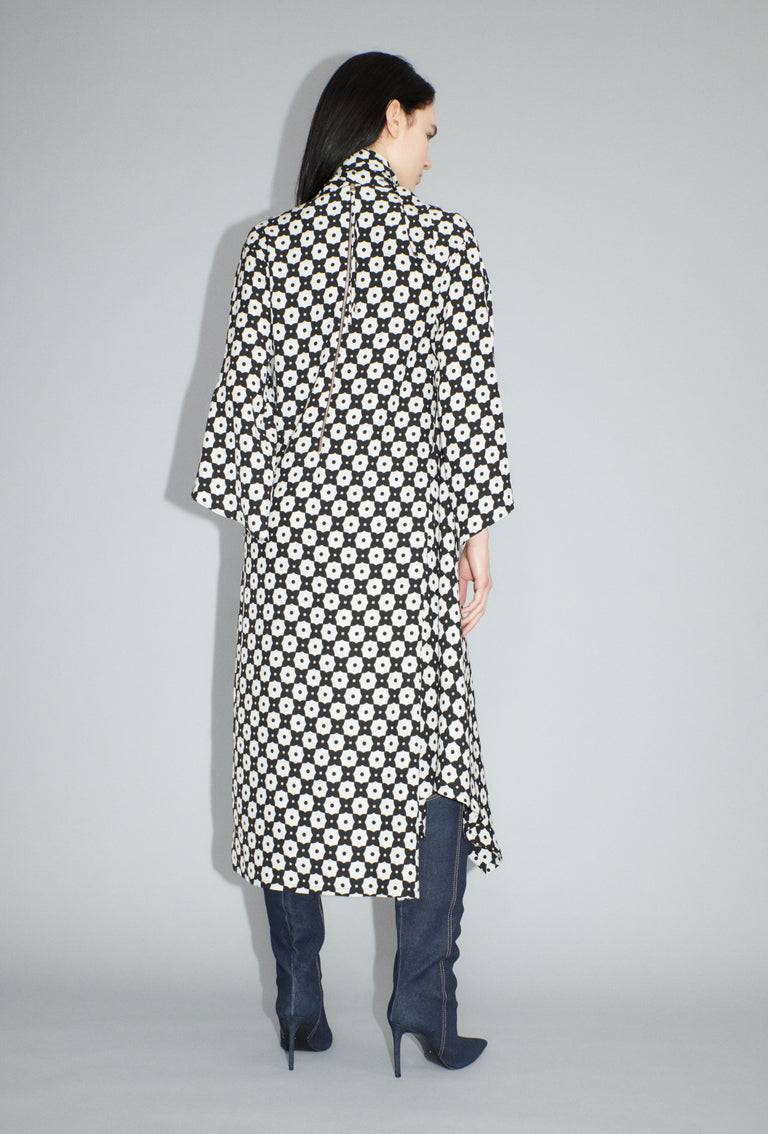 Odeeh Geometric Flowers Kleid, Black White Bis zu 50% Rabatt