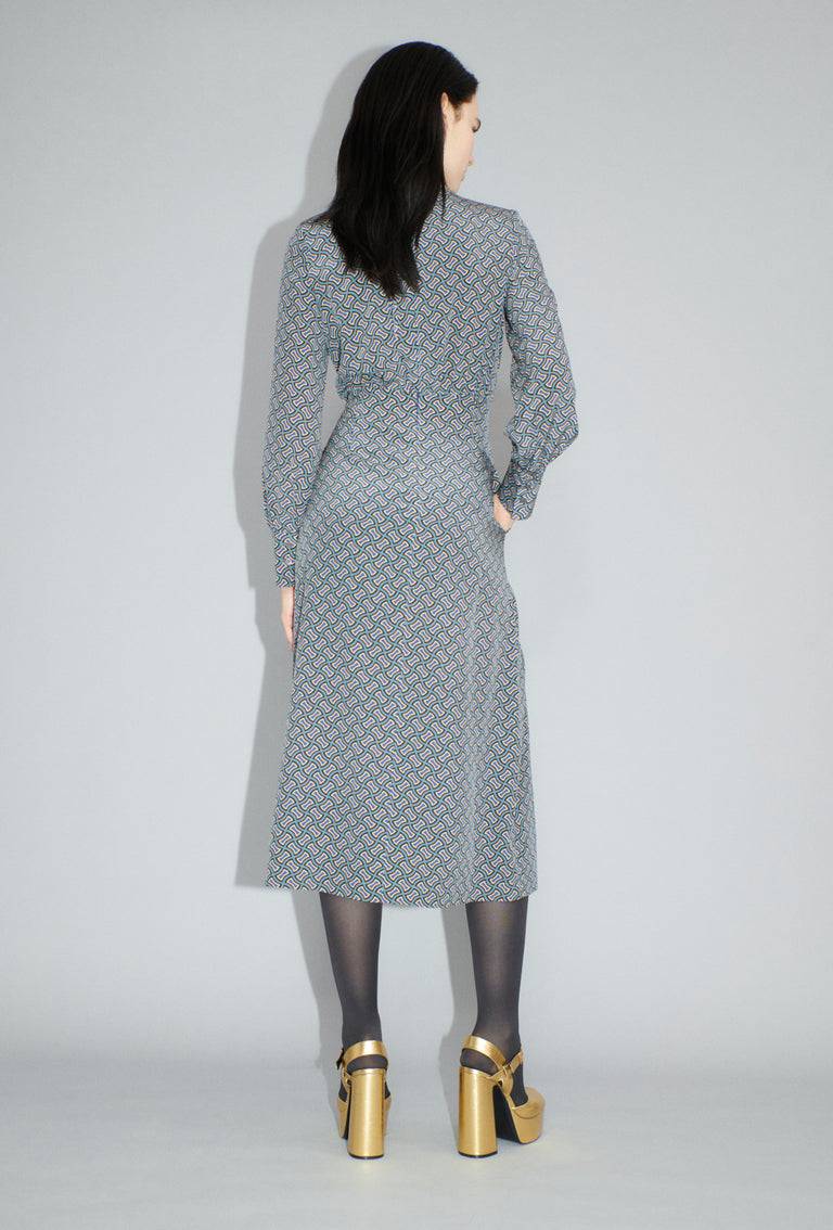 Odeeh Morphid Grid on Crepe de Chine Kleid, Lake Green Bis zu 60% Rabatt