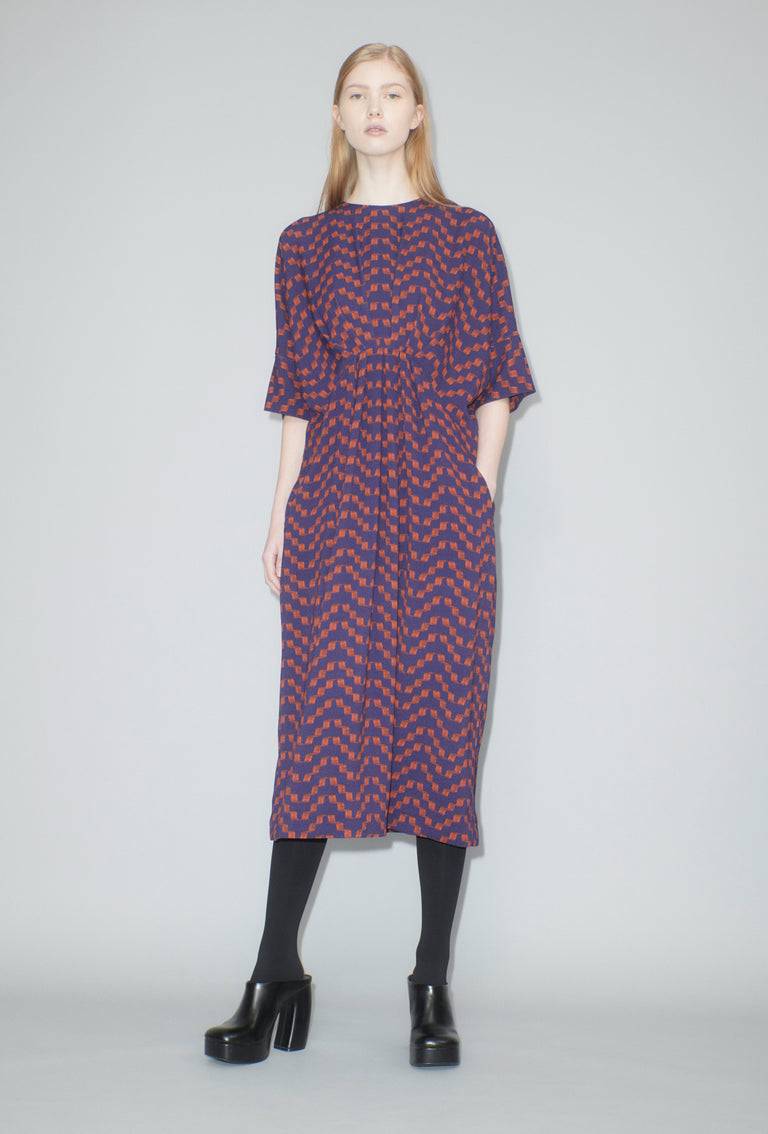Odeeh Painted Zig Zag Kleid, Lava Clearance-Verkauf