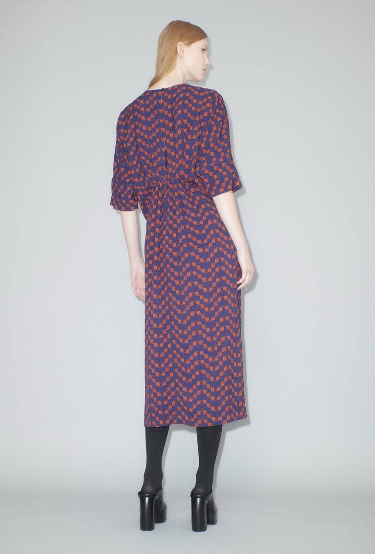 Odeeh Painted Zig Zag Kleid, Lava Clearance-Verkauf