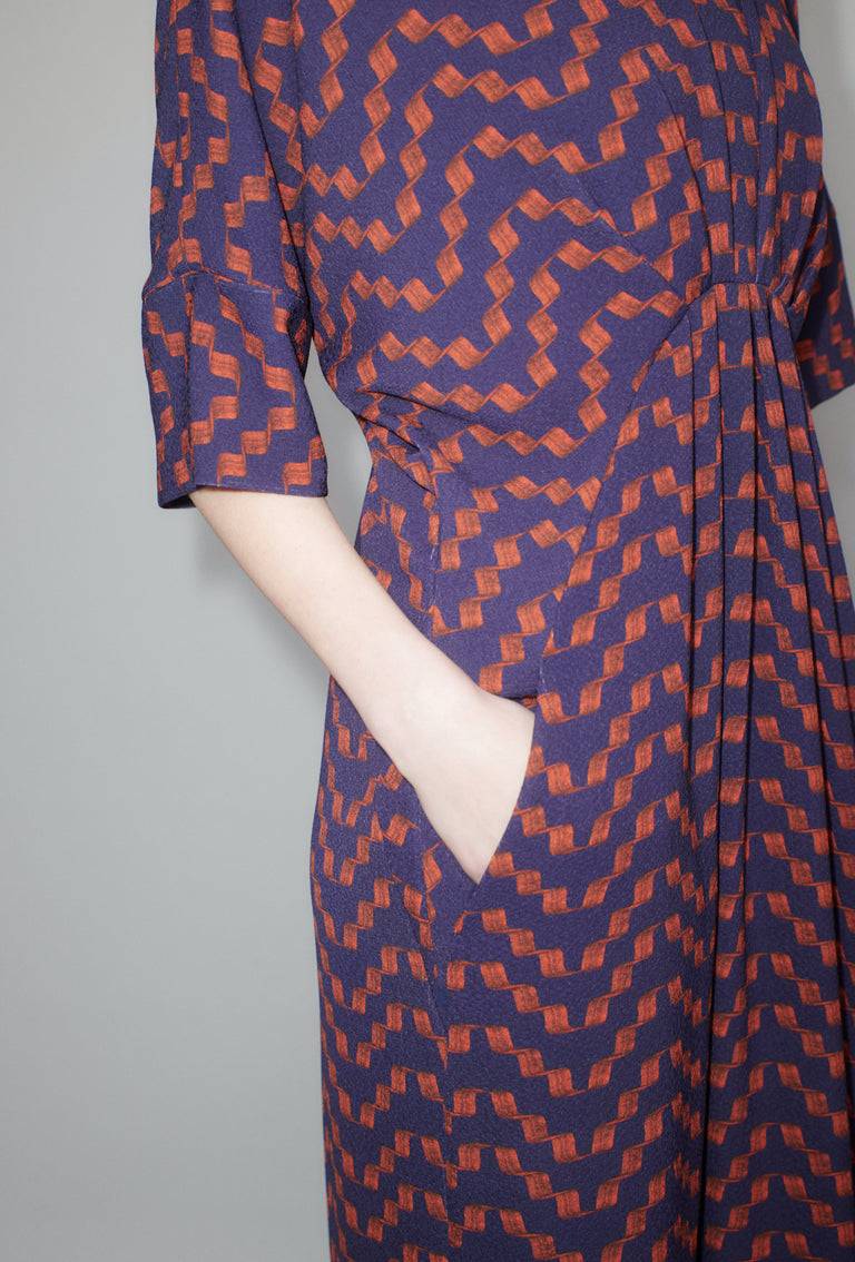 Odeeh Painted Zig Zag Kleid, Lava Clearance-Verkauf