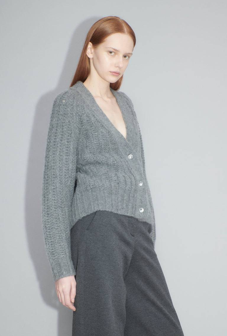 Odeeh Cashair Cardigan, Heather Grey Schlussverkauf