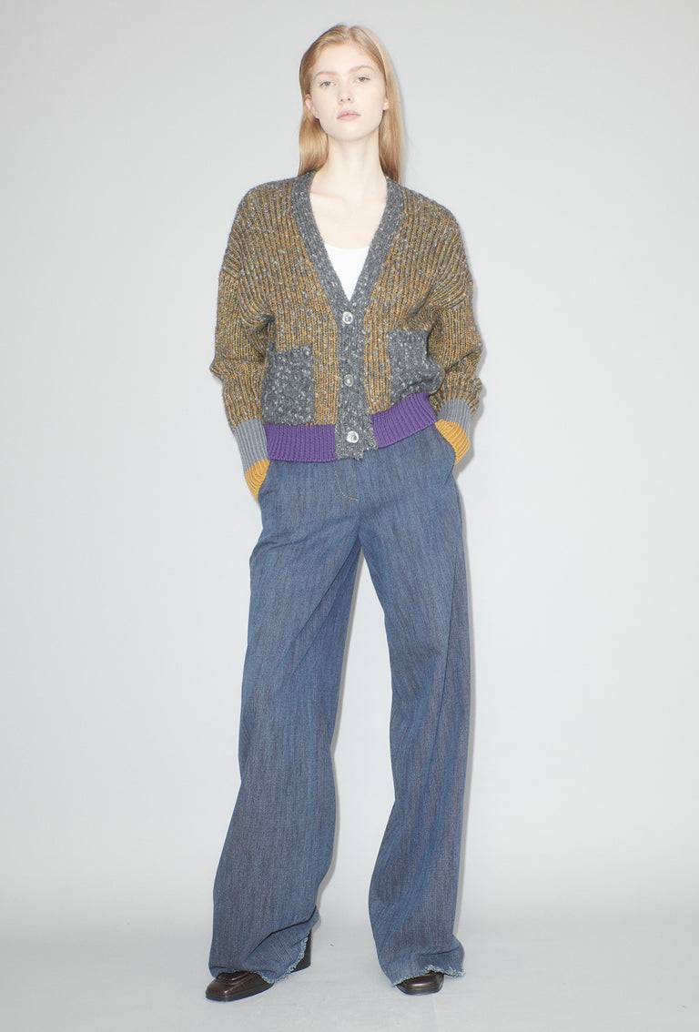 Odeeh Slub Tweed Cardigan, Olive Brown Meist gekauft