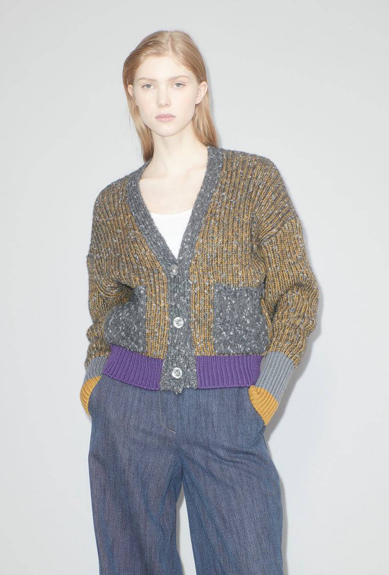 Odeeh Slub Tweed Cardigan, Olive Brown Meist gekauft